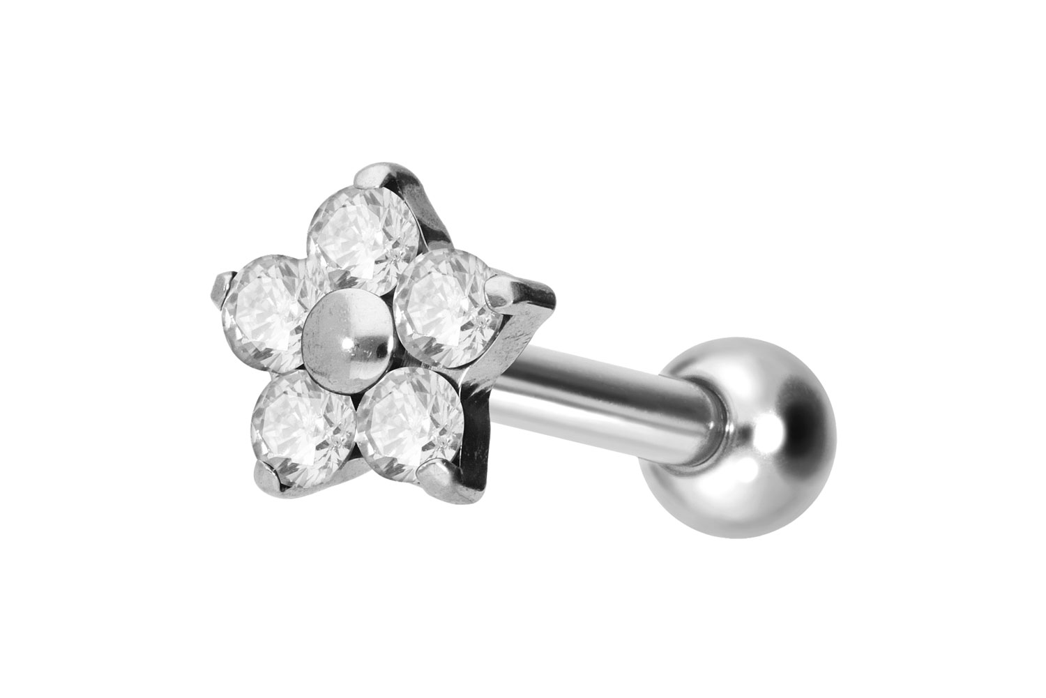 Titan Ohrpiercing mit Innengewinde KRISTALLBLUME